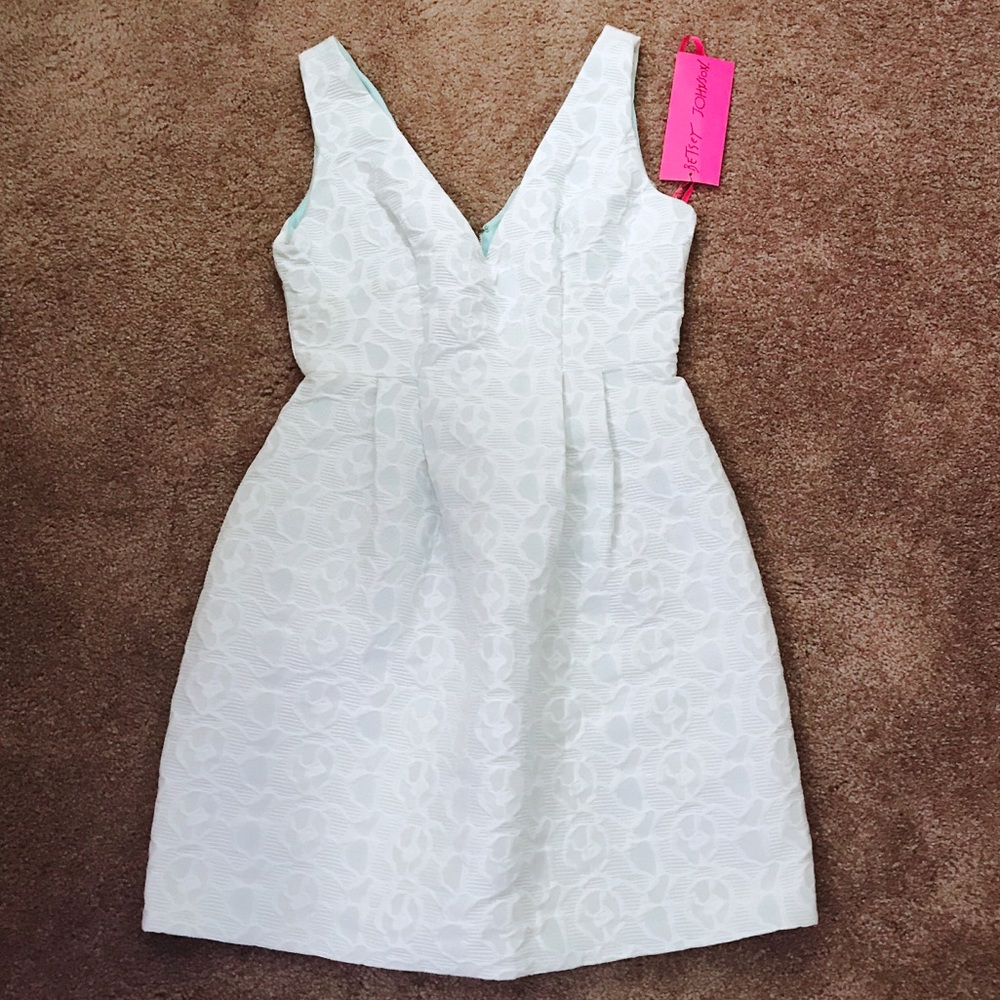 Light cyan and White Patterned Dress